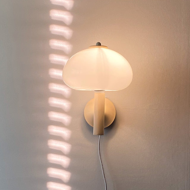Unique White Mushroom Glass Wall Lamp
