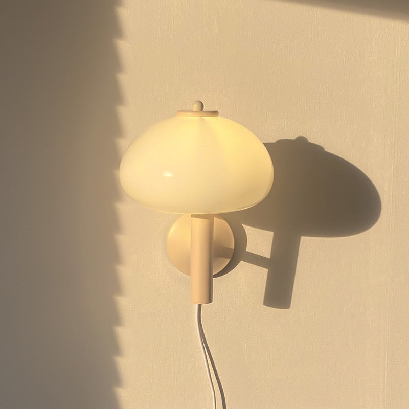 Greatest White Mushroom Glass Wall Lamp