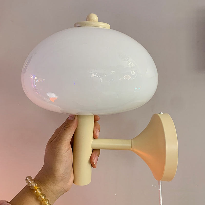Fantastic White Mushroom Glass Wall Lamp