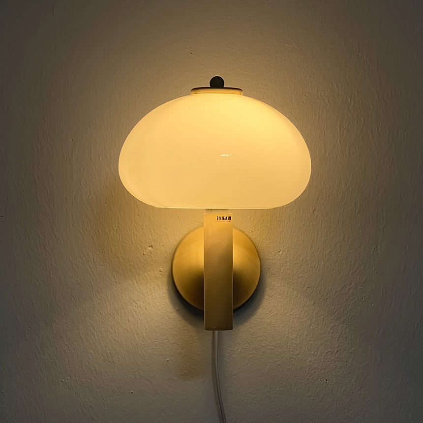 Elegant White Mushroom Glass Wall Lamp
