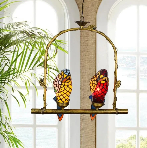 Awesome Glass Parrot Chandelier