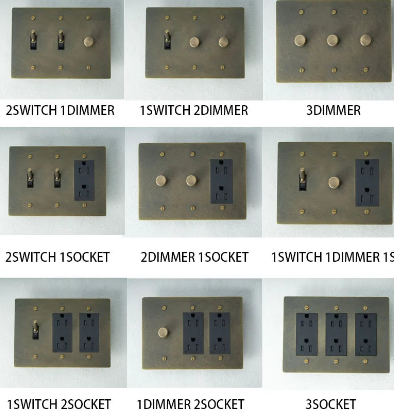 Beautifull Brass Mixed Dimmer Switch 3-Gang