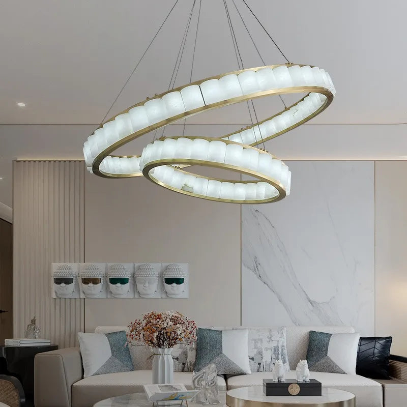 Best Yubiwa Alabaster Chandelier Light