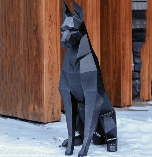 Black Dobermann Origami Figurine
