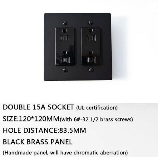 DoubleSocet Whole Black Brass Panel Plate Size