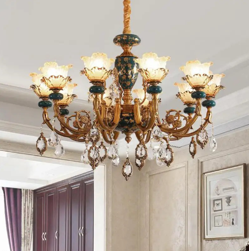 Elegant Blanche Chandelier-Green