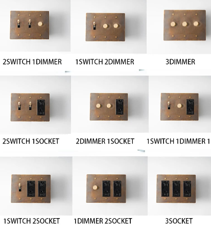 Elegant Brass Mixed Dimmer Switch 3-Gang