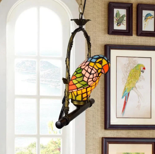 Elegant Glass Parrot Chandelier