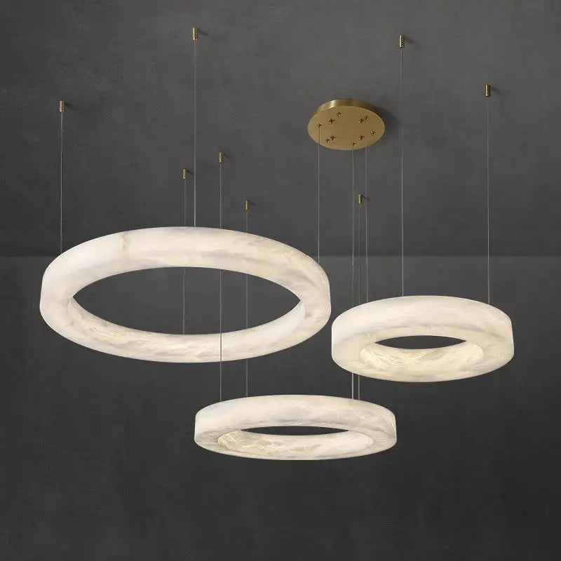 Elegant Kyklos Alabaster Chandelier Light