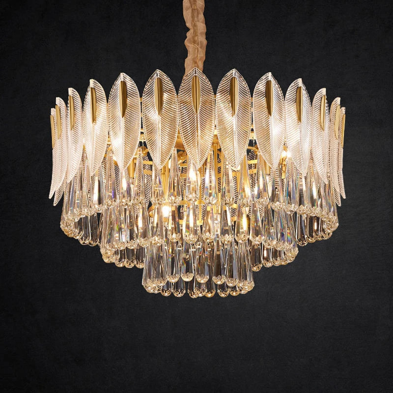 Elegant Nehora Round Crystal Chandelier