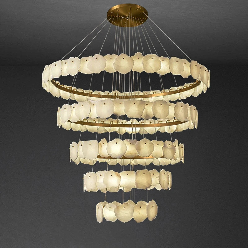 Elegant Yubiwa Alabaster Chandelier Light