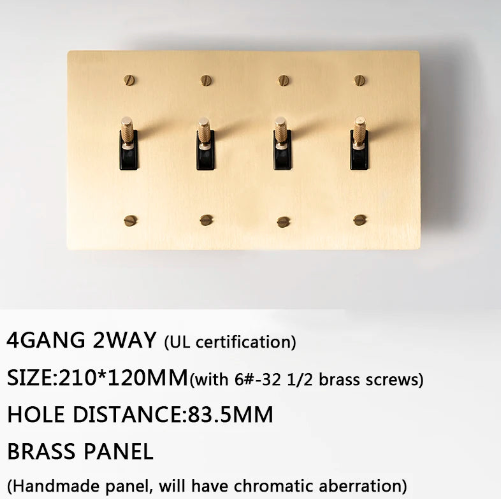 Minimalist Golden Brass Panel Switch