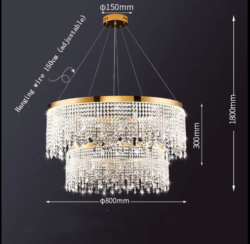 Rexana round  crystal chandelier Size