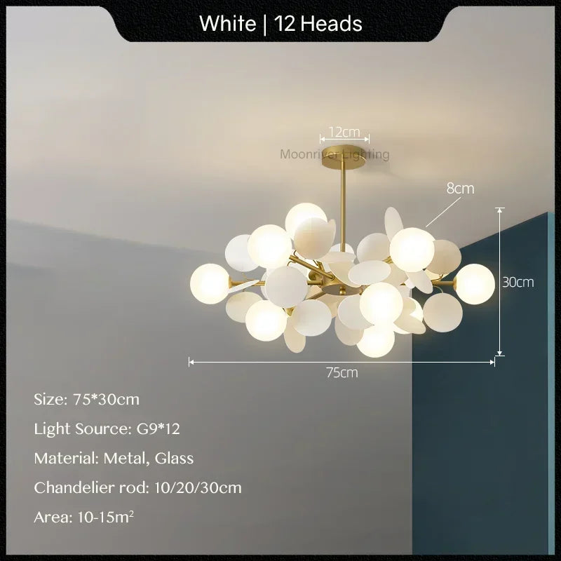 Buy Size 75cm 12 Head Opal Chandelier - Open Box