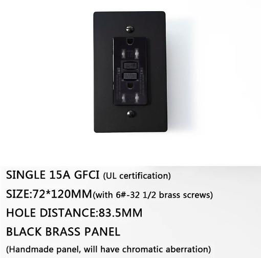 Single GFCI Whole Black Brass Panel Plate Size