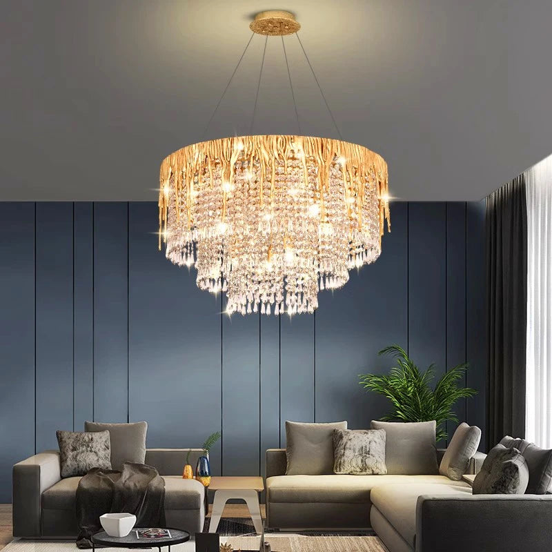 Stylish Ratna Round Crystal Chandelier 