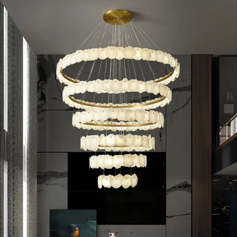 Stylish Yubiwa Alabaster Chandelier Light