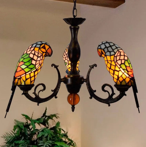 Unique Glass Parrot Chandelier