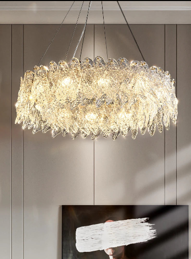 Unique Rafahia Glass Crystal Chandelier