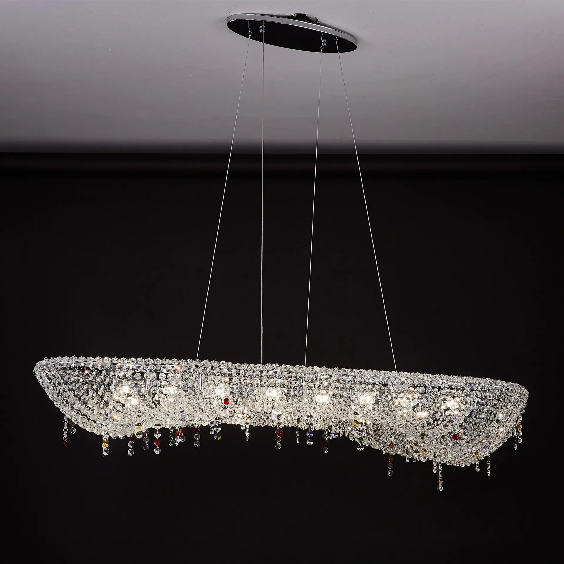 Unique Micans Round Crystal Chandelier