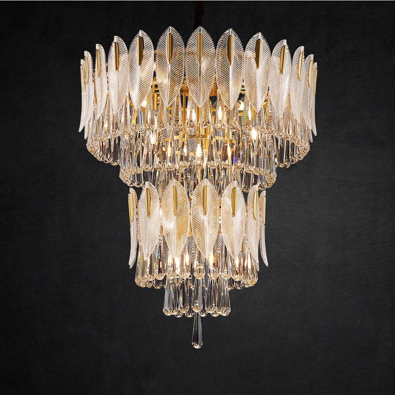 Unique Nehora Round Crystal Chandelier