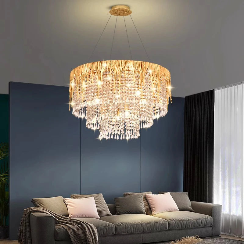 Unique Ratna Round Crystal Chandelier 