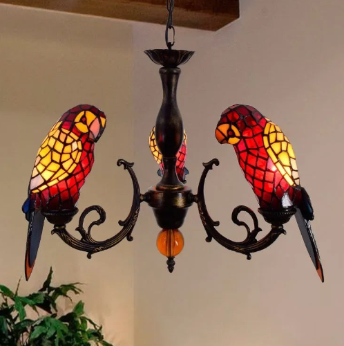 luxury Glass Parrot Chandelier